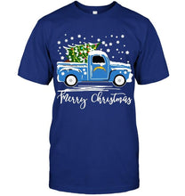Load image into Gallery viewer, Los Angeles Chargers merry christmas christmas tree truck t shirt