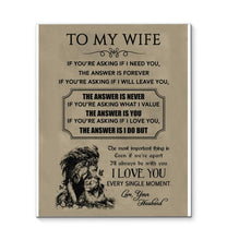 Load image into Gallery viewer, Husband to wife asking if I need you Forever Love you every single moment canvas