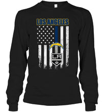 Load image into Gallery viewer, Los Angeles Los Angeles Chargers Los Angeles Kings american flag shirt