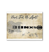 Load image into Gallery viewer, INXS Never tear us apart lyric guitar typography signed canvas