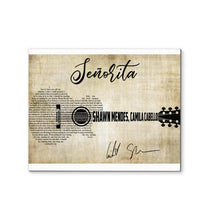 Load image into Gallery viewer, Shawn Mendes Senorita ft camila cabello lyric guitar typography signed canvas