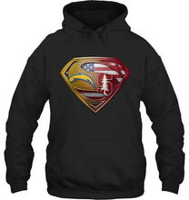 Load image into Gallery viewer, Los Angeles Chargers and Stanford Cardinal superman american flag layer shirt