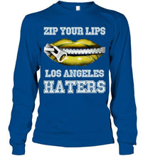 Load image into Gallery viewer, Zip your lips Los Angeles haters Los Angeles Chargers fan T Shirt
