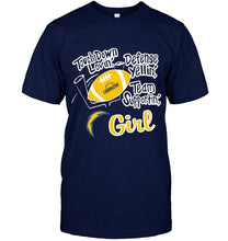 Load image into Gallery viewer, touch down lovin defense yellin team supportin Los Angeles Chargers girl shirt