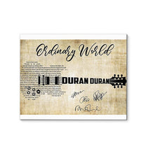 Load image into Gallery viewer, Duran Duran Ordinary world lyric guitar typography signed canvas