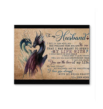 Load image into Gallery viewer, Dragon wife to husband I love you always with my whole heart canvas