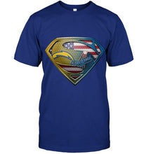 Load image into Gallery viewer, Los Angeles Chargers and Los Angeles Dodgers superman american flag layer shirt