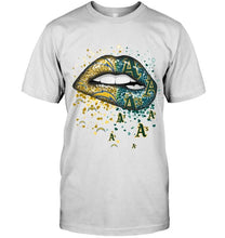 Load image into Gallery viewer, Los Angeles Chargers and Oakland Athletics glitter pattern sexy lips t shirt