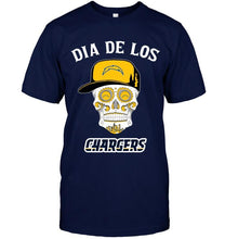Load image into Gallery viewer, Dia de los Los Angeles Chargers sugar skull poco loco shirt