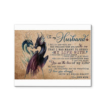 Load image into Gallery viewer, Dragon wife to husband I love you always with my whole heart canvas