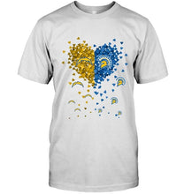Load image into Gallery viewer, Los Angeles Chargers and San Jose State Spartans tiny hearts shaped fan shirt