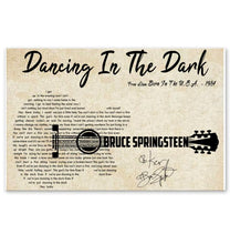 Load image into Gallery viewer, Bruce Springsteen dancing in the dark lyric guitar typography signed poster