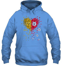 Load image into Gallery viewer, Los Angeles Chargers and Fresno State Bulldogs tiny hearts shaped fan shirt