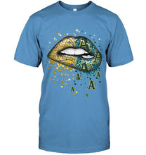 Load image into Gallery viewer, Los Angeles Chargers and Oakland Athletics glitter pattern sexy lips t shirt