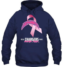 Load image into Gallery viewer, Los Angeles Chargers real fans wear pink br east cancer support shirt