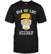 Load image into Gallery viewer, Dia de los Los Angeles Chargers sugar skull poco loco shirt