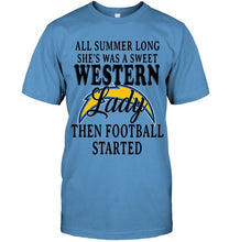 Load image into Gallery viewer, All summer long she's sweet western lady then football started Los Angeles Chargers shirt