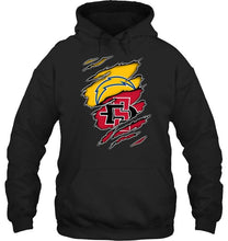 Load image into Gallery viewer, Los Angeles Chargers and San Diego State Aztecs layer under ripped shirt