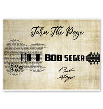 Load image into Gallery viewer, Bob Seger Turn the page lyric guitar typography signed poster