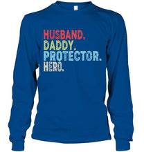 Load image into Gallery viewer, Husband daddy protector hero retro Black T Shirt