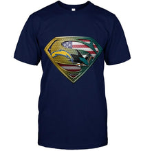 Load image into Gallery viewer, Los Angeles Chargers and San Jose Sharks superman american flag layer shirt