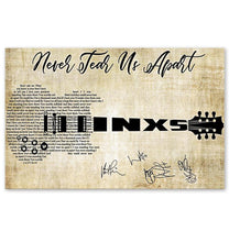 Load image into Gallery viewer, INXS Never tear us apart lyric guitar typography signed poster