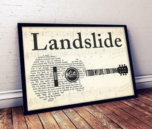 Load image into Gallery viewer, stevie nicks landslide lyric i took my love i took it down guitar typography poster canvas