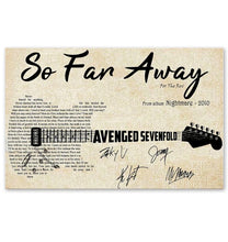 Load image into Gallery viewer, Avenged sevenfold so far away lyric guitar typography signed poster