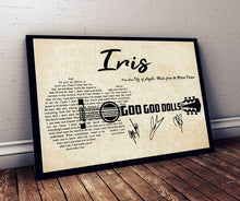 Load image into Gallery viewer, goo goo dolls iris lyric guitar typography signed poster canvas