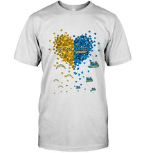Load image into Gallery viewer, Los Angeles Chargers and UCLA Bruins tiny hearts shaped fan shirt