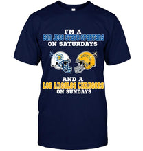 Load image into Gallery viewer, I'm San Jose State Spartans on saturdays and Los Angeles Chargers on sundays shirt