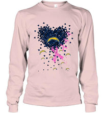 Load image into Gallery viewer, Los Angeles Chargers tiny heart love shaped br east cancer shirt