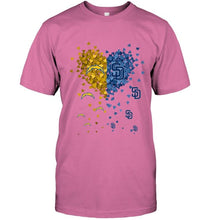 Load image into Gallery viewer, Los Angeles Chargers and San Diego Padres tiny hearts shaped fan shirt