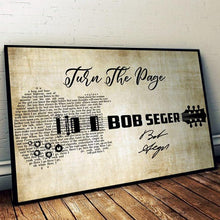 Load image into Gallery viewer, turn the page bob seger guitar signed typography poster canvas