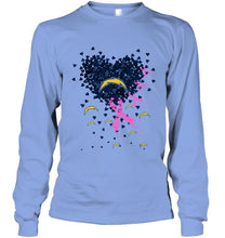 Load image into Gallery viewer, Los Angeles Chargers tiny heart love shaped br east cancer shirt