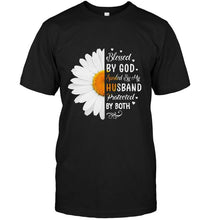 Load image into Gallery viewer, Blessed by god spoiled by husband protected by both daisy Black T Shirt