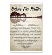 Load image into Gallery viewer, Metallica Nothing Else Matters lyric heart typography jungle guitar poster