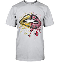 Load image into Gallery viewer, Los Angeles Chargers and San Diego State Aztecs glitter pattern sexy lips t shirt