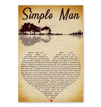 Load image into Gallery viewer, Lynyrd Skynyrd simple man lyric heart typography guitar jungle poster