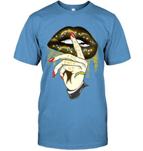 Load image into Gallery viewer, Shut the f ck up sexy Los Angeles Chargers glittering lips shirt