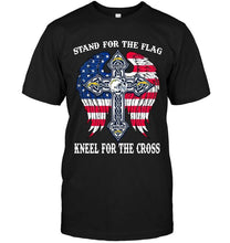 Load image into Gallery viewer, Stand for flag kneel for cross Los Angeles Chargers jesus cross american flag wings shirt