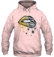 Load image into Gallery viewer, Los Angeles Chargers and Los Angeles Kings glitter pattern sexy lips t shirt