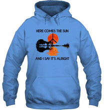 Load image into Gallery viewer, Here comes the sun and i say it's alright the beatles hippie jungle guitar shirt
