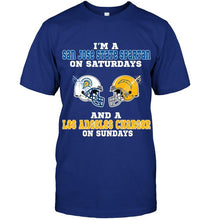 Load image into Gallery viewer, I'm San Jose State Spartan on saturdays and Los Angeles Charger on sundays shirt
