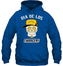 Load image into Gallery viewer, Dia de los Los Angeles Chargers sugar skull poco loco shirt