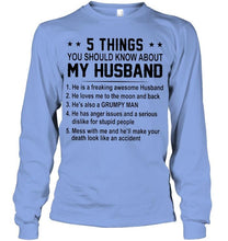 Load image into Gallery viewer, 5 things you should know about my husband grumpy White T Shirt