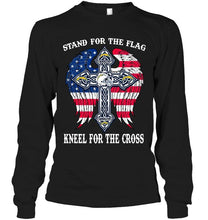 Load image into Gallery viewer, Stand for flag kneel for cross Los Angeles Chargers jesus cross american flag wings shirt