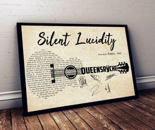 Load image into Gallery viewer, queensryche silent lucidity lyric guitar typography signed poster canvas