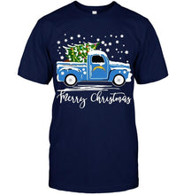Load image into Gallery viewer, Los Angeles Chargers merry christmas christmas tree truck t shirt