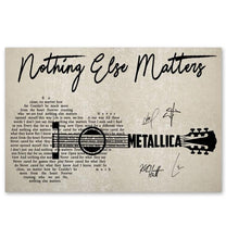 Load image into Gallery viewer, Metallica nothing else matter lyric guitar typography band member signed poster
